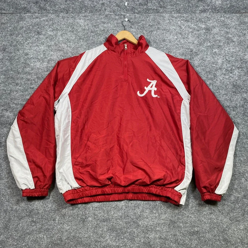 58 Sports Alabama Crimson Tide Mens Large Red Quarter Zip Windbreaker Jacket